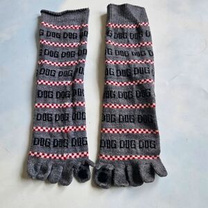 Y2k Gray & Red DOG Toe Socks Y2k Socks